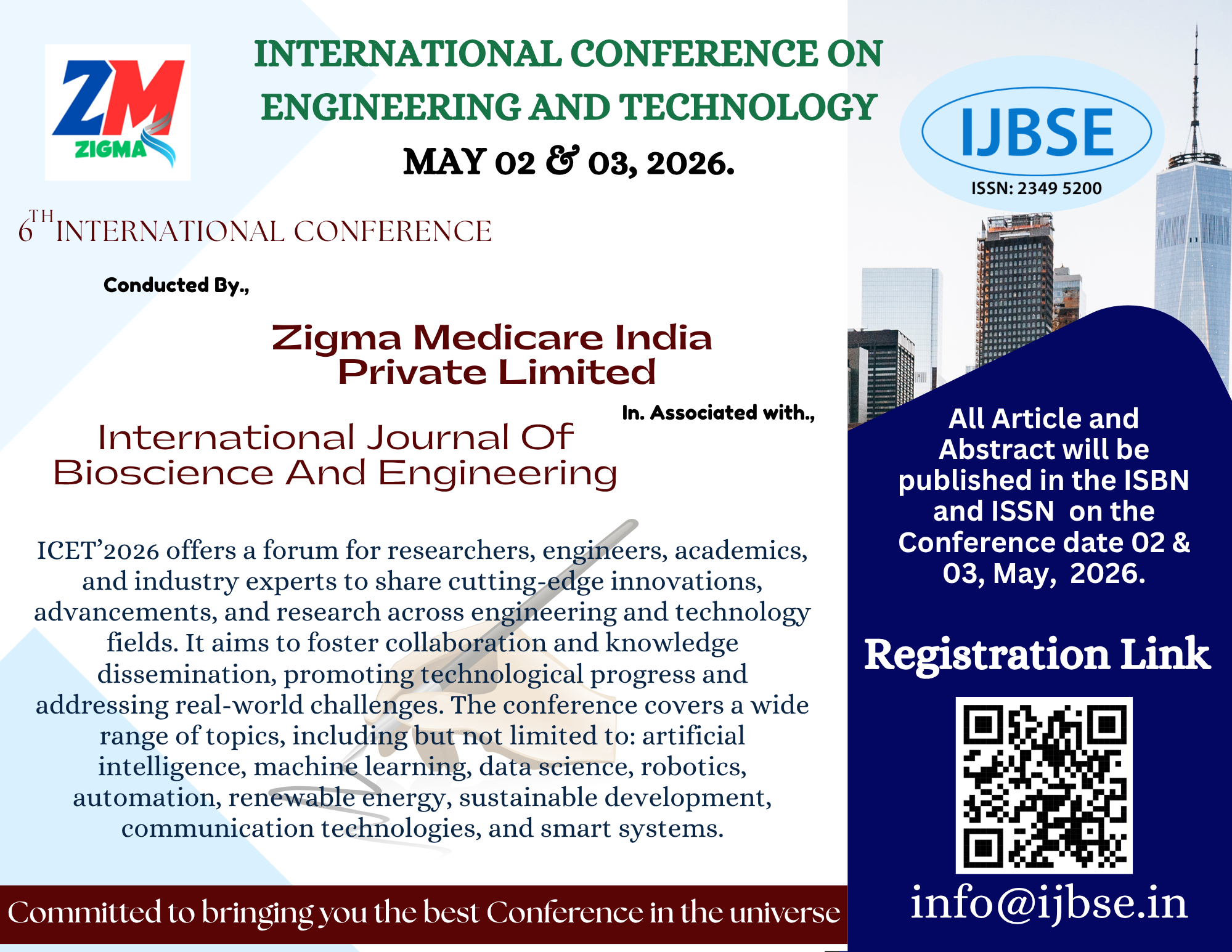 International Conference on Engineering and Technology 6th ICET-2026 International Conference Poster 